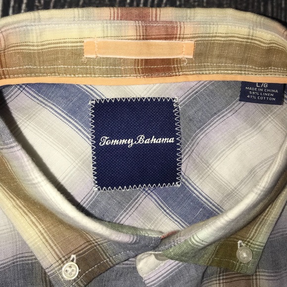Tommy Bahama Linen Chaveta Plaid Shirt Size Large - Picture 3 of 7